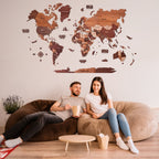 3D Mosaic Wooden World Map