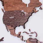 3D Mosaic Wooden World Map