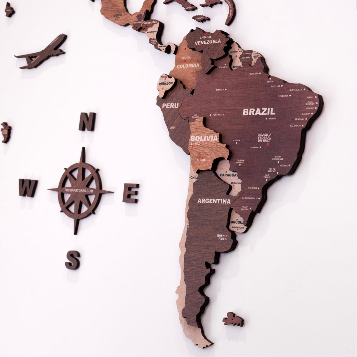 3D Mosaic Wooden World Map