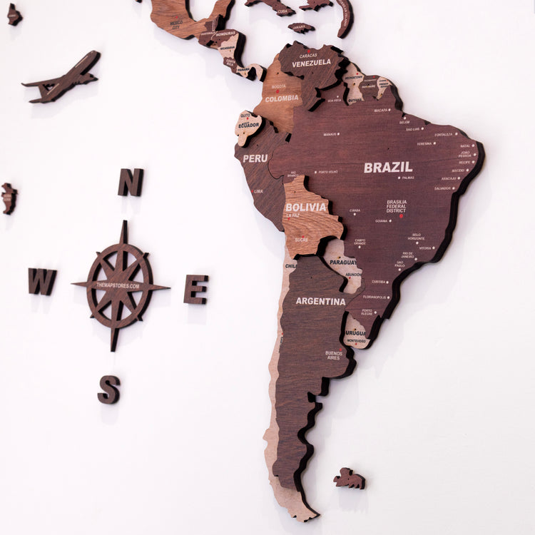 3D Mosaic Wooden World Map