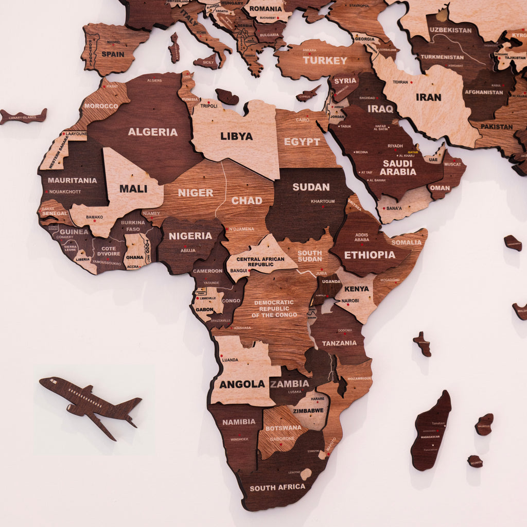 3D Mosaic Wooden World Map
