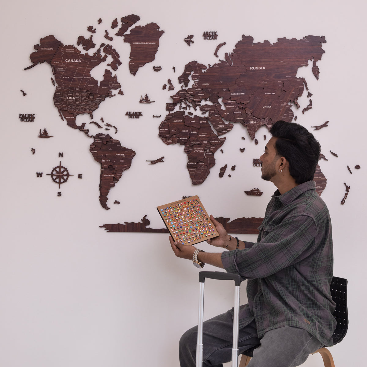 3D Antra Wooden World Map