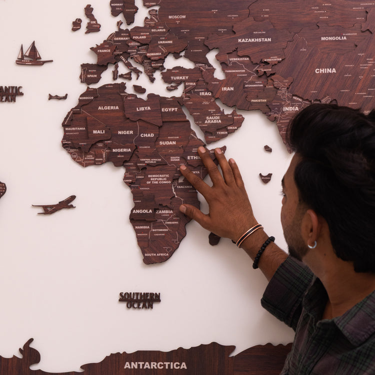 3D Antra Wooden World Map
