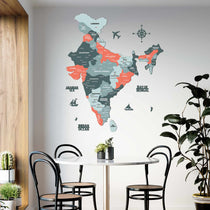 Salmon Pink Wooden India Map for wall | Wooden India map wallart | Map of India |
