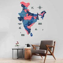 Nile Blue Wooden India Map for wall | Wooden India map wallart | Map of India |