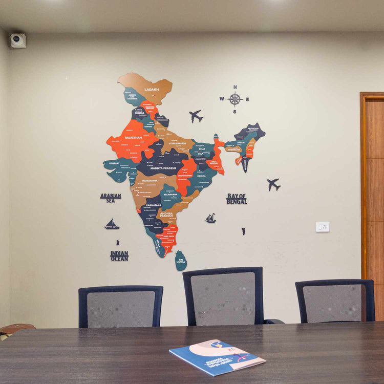 Tortila Wooden India Map for wall | Wooden India map wallart | Map of India |