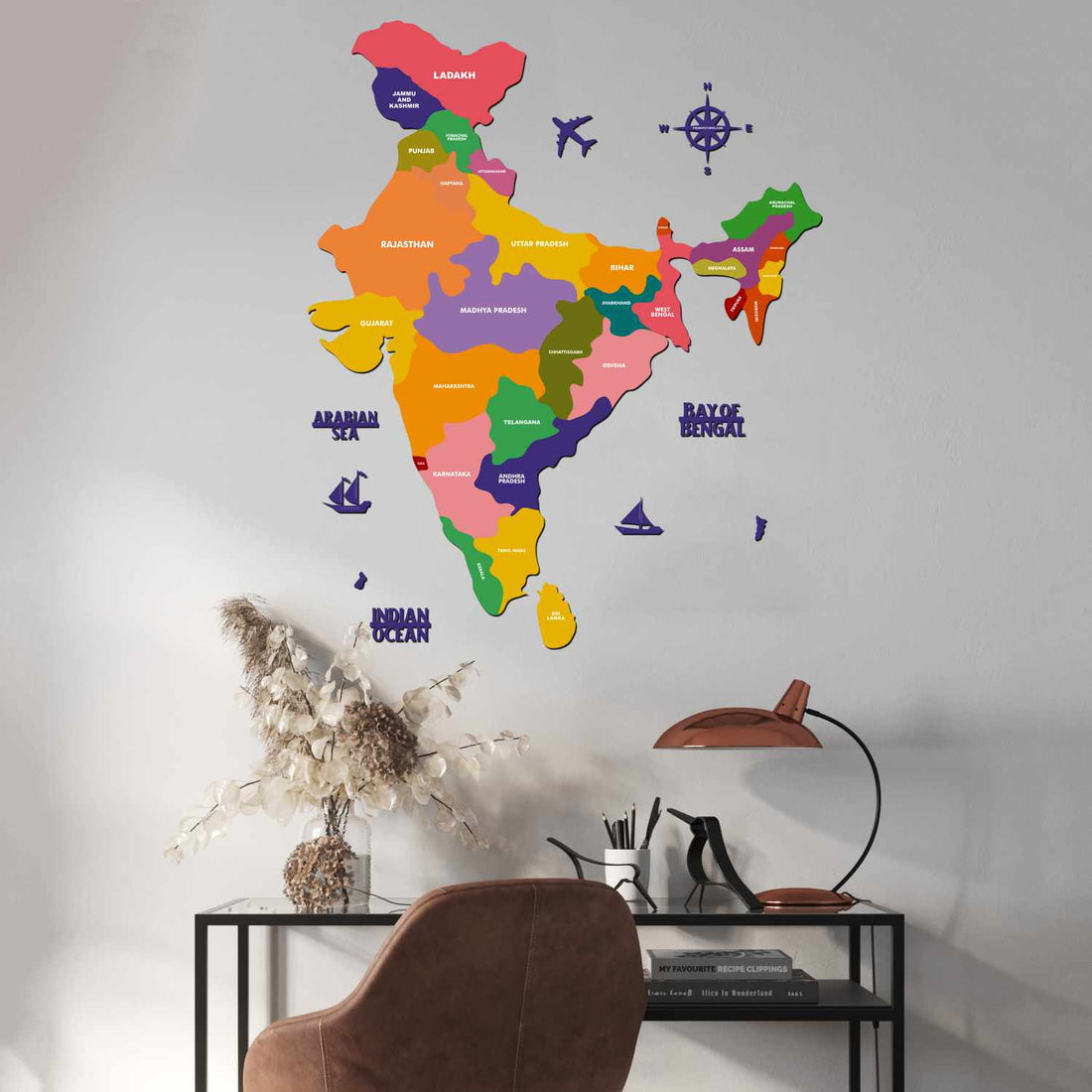 Colourful Wooden India Map for wall | Wooden India map wallart | Map o ...