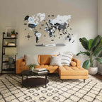 3D Black & Grey Wooden World Map for wall | Wooden world map wallart | Map of World |