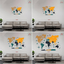 2D Sepia and Amber Wooden World Map for wall | Wooden world map wallart | Map of World |.