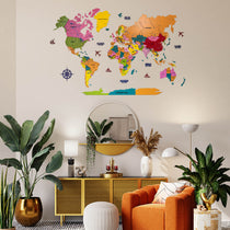 3D Colorful Wooden World Map for wall | Wooden world map wallart | Map of World |