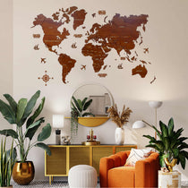 2D Prelaminated Wooden World Map for wall | Wooden world map wallart | Map of World |