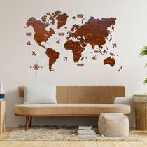 2D Prelaminated Wooden World Map for wall | Wooden world map wallart | Map of World |