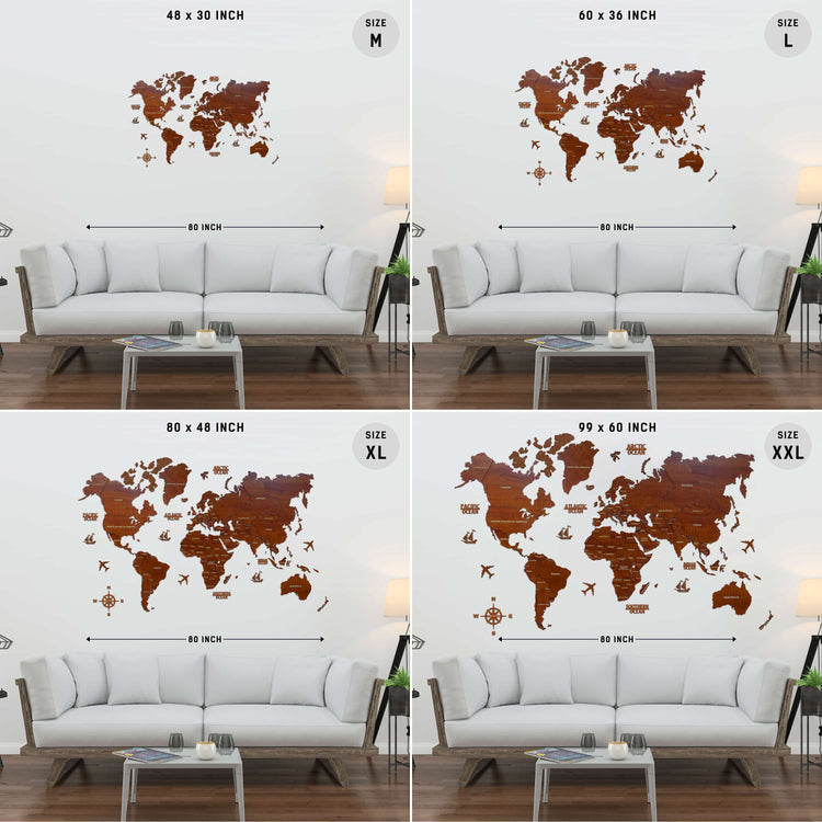 2D Prelaminated Wooden World Map for wall | Wooden world map wallart | Map of World |