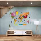 3D Colorful Wooden World Map for wall | Wooden world map wallart | Map of World |