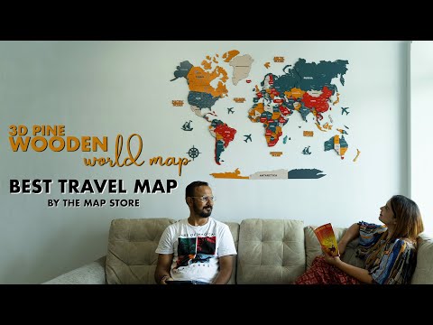 3D Pine Wooden World Map