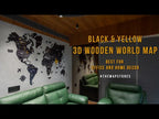 3D Black & Yellow Wooden World Map