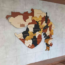 Multicolored Gujarat Wooden Map for wall | Wooden Gujarat map wallart | Map of Gujarat |