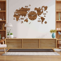 Wooden World Map Clock | Wooden world map with clock | Map of World Clock